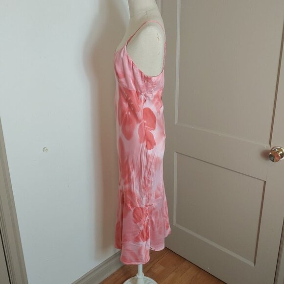 Vintage Silk Slip Sun Dress 90's Y2K Fairy Core Boho Sundress Tie Dye Going Out - Picture 2 of 11